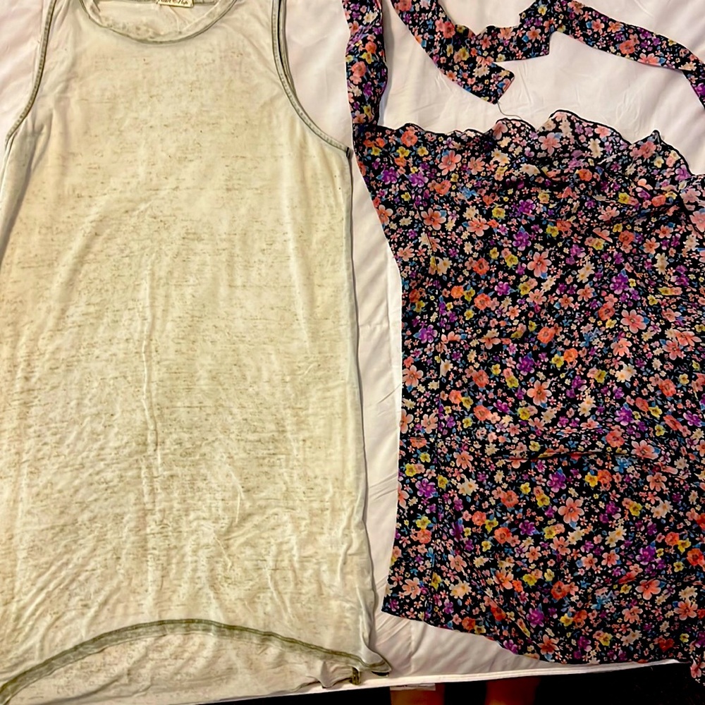 2 covers ups - dress is size small. Skirt has no tag but fits like Medium.